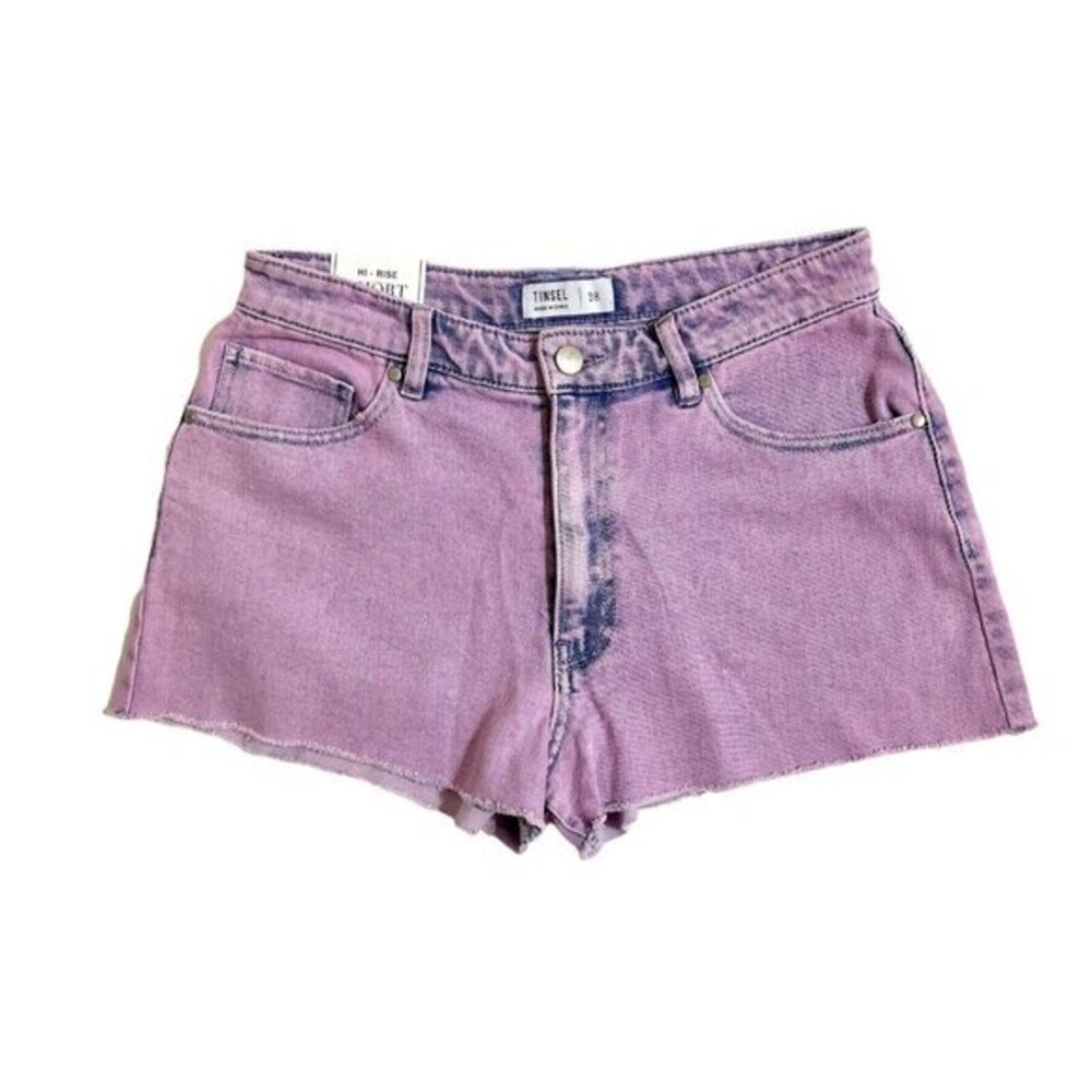 Tinsel Jean Shorts Hi-Rise Pink Acid Wash Denim Shorts High Rise SZ 28 NWT